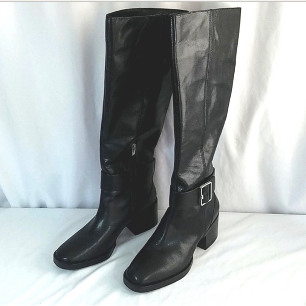 Via Spiga Garnett Leather Tall  Black Boots Size 8.5M